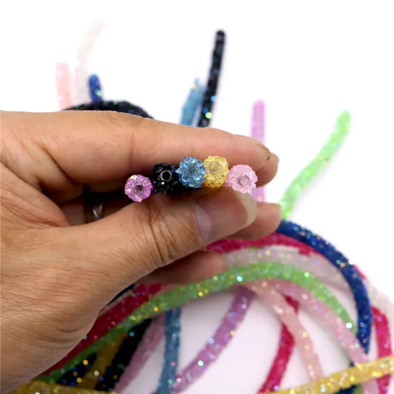 Resin glitter rhinestones rope tube cord sequin trimming 1 yard 6/7mm for DIY jewelry bracelet necklace wedding party decor