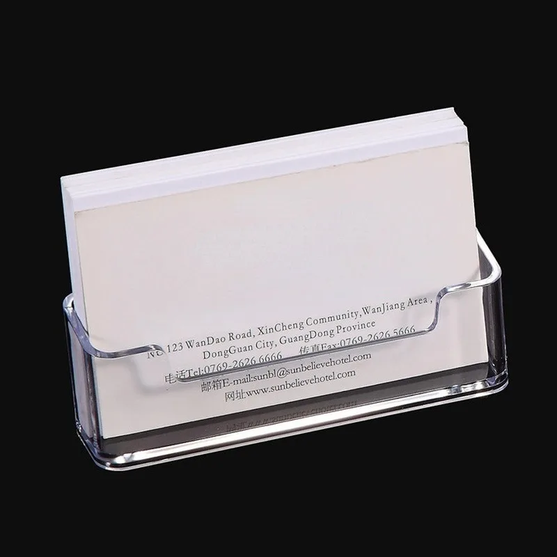 Hot Sale Portable Clear Business Card Holder Display Stand Desk Desktop Countertop Business Card Holder Desk Shelf Box