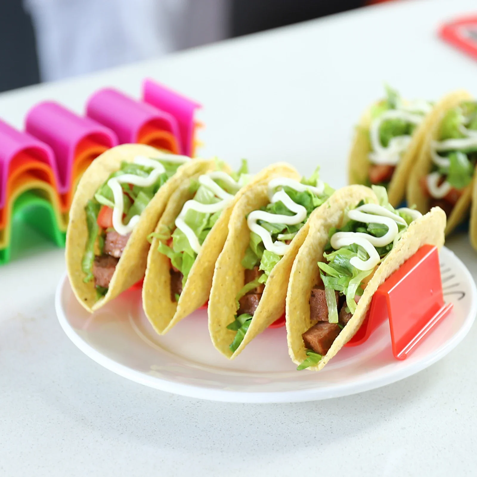 1/6pcs Taco Holders Colorful Mexican Food Hard Stand Holds Soft Shells Wave Shape Kitchen Tool Restaurant Pancake Shelf taco holder