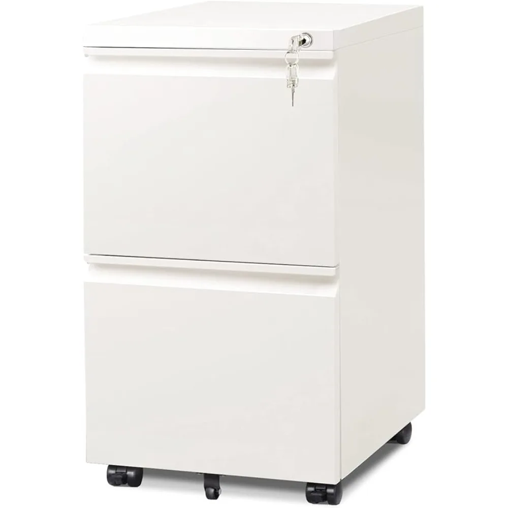 

DEVAISE 2-Drawer Mobile File Cabinet with Lock, Commercial Vertical Cabinet, White