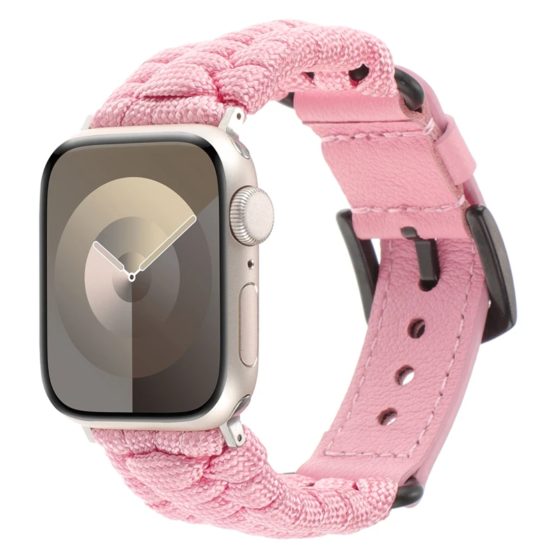 Фото Ремешок с нейлоновой оплеткой для apple watch band ultra 2 49 мм, кожаный стробочный браслет для моделей 9, 8, 7, 6, 5, 4, 40 мм, 45 мм, 41 мм, 44 мм 42 №5