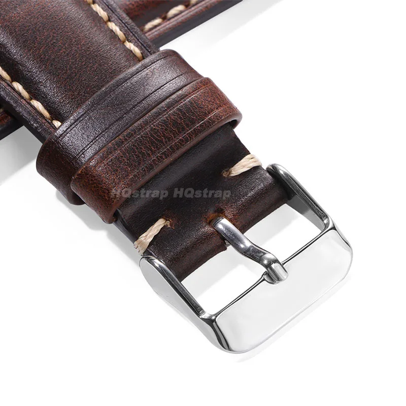 Premium Vintage Oil Wax Leather Watch Strap - High-Quality Cowhide with Quick Release