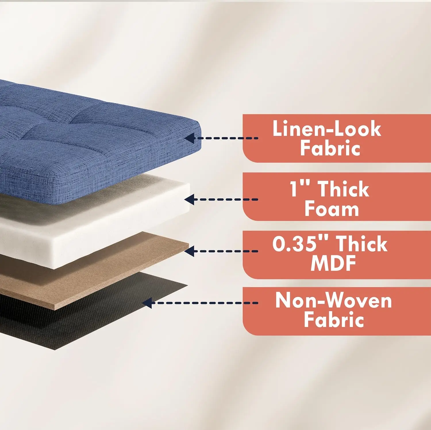 Storage Ottoman with 3 Drawers, 40 Inches Long Foldable Tufted Linen Large Bench Ottoman with Storage, Foot Rest Stool Seat