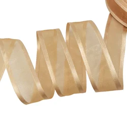 Luxurious Soft Broadside Organza Ribbon - 50 Yards for Gift Wrapping & Decoration (Champagne)