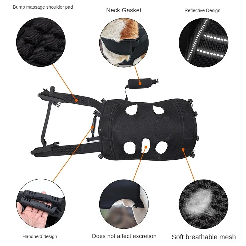 Pet Large Dog Backpack Multi Functional Outdoor Bag Walking Assistance Stretcher Disability Assistance Wrap pet carrier bag pet carrying bag pet backpack dog walking bag