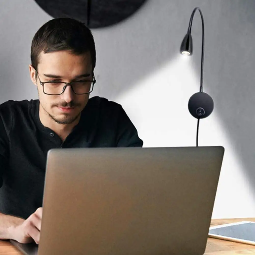 LED Desk Reading Light Reading Light Eye Protection Desk Lamp 360 Degree Rotation Flexible Gooseneck USB Bedroom Night Lamp