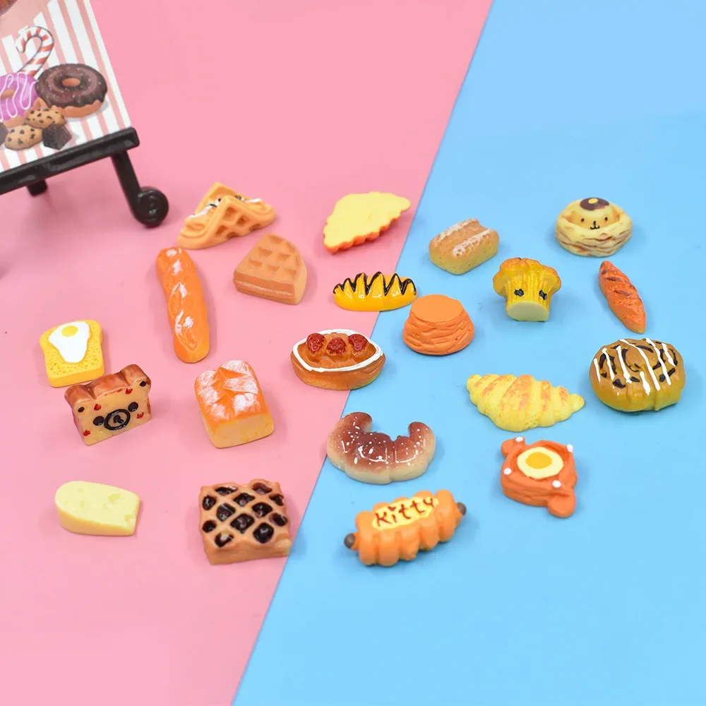 

10 Pcs Micro -shrinking Food Bread Series DIY Accessories Creamy Glue Mobile Phone Case Doll House Props Resin Accessories