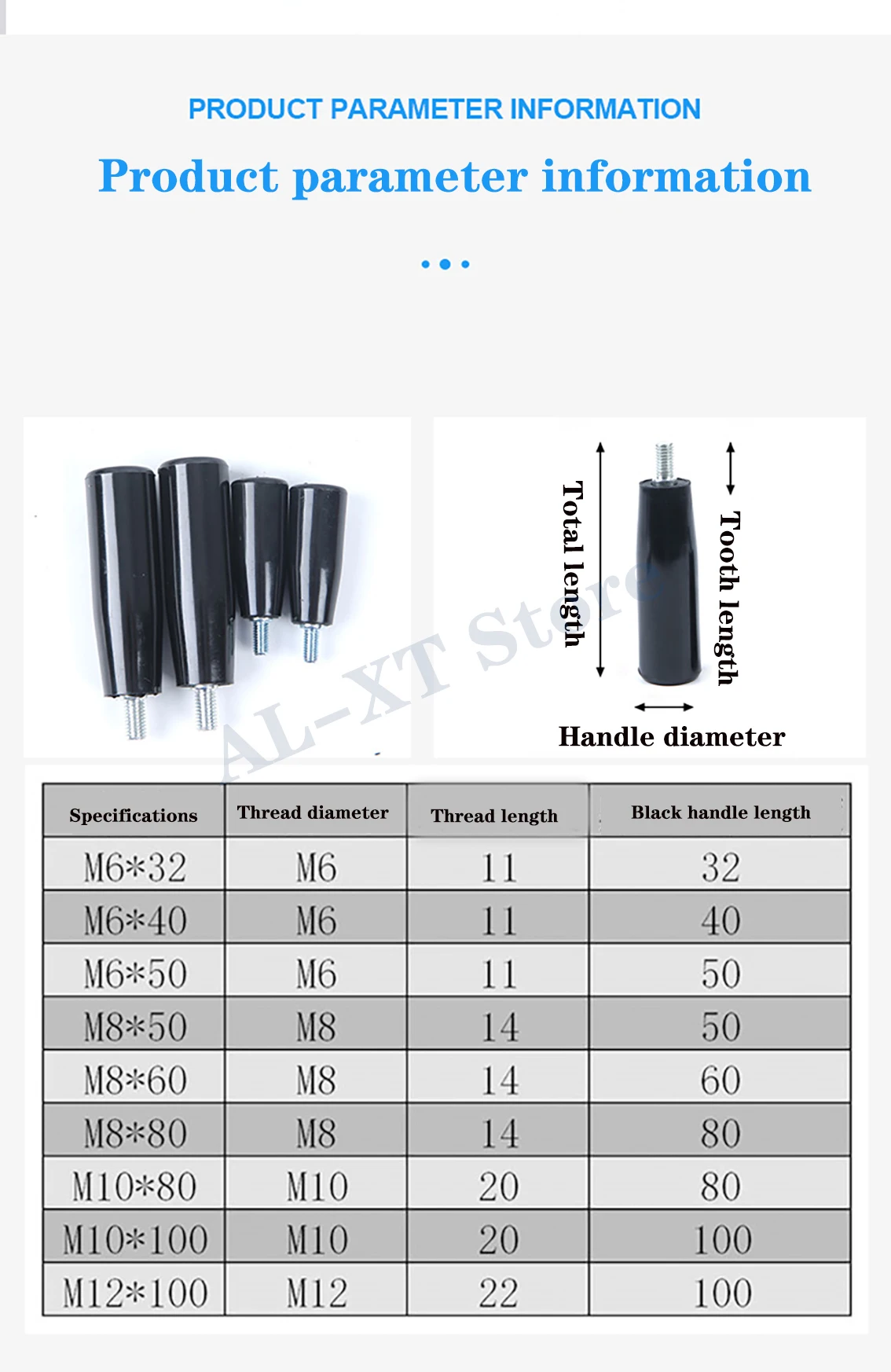 M6/M8/M10/M12 Plastic Handle Rubberwood Rotating Handle Through Hole Through Rod Machine Tool Handwheel
