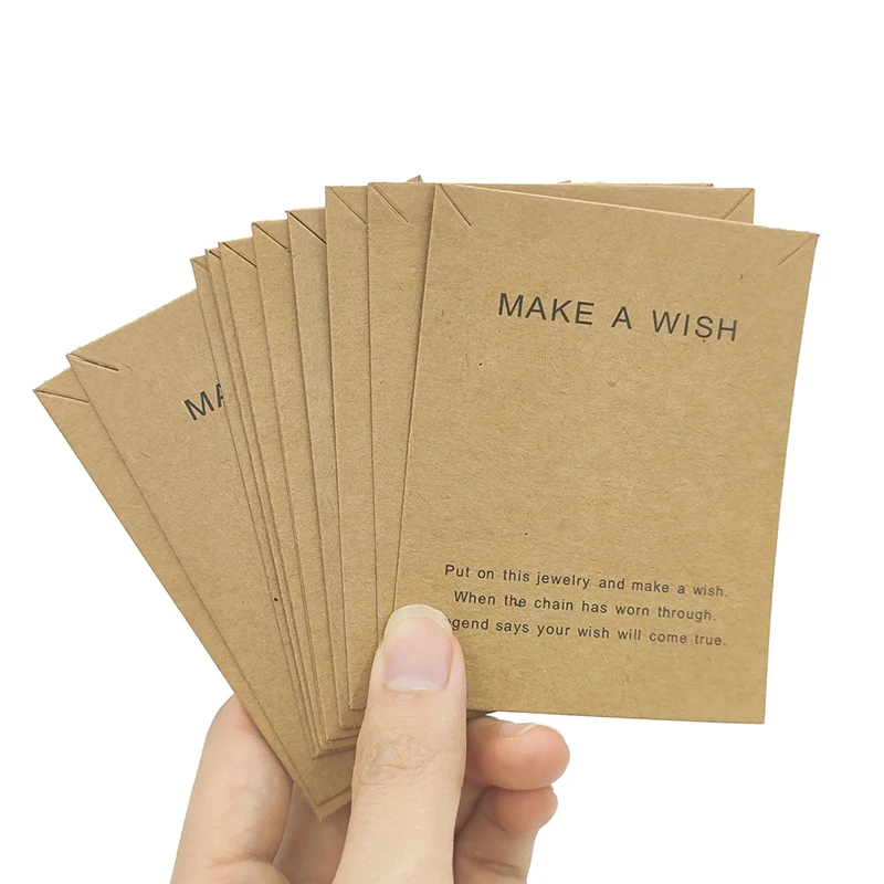 10pcs 7cmX9cm Fashion Trendy Make A Wish Paper Necklace Display DIY Card for Necklace Packing Hang Tags