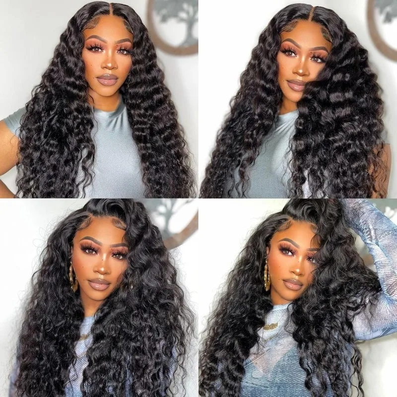 5x5 Lace Closure Deep Wave Human Hair Pre-Plucked Hairline Brazilian Virgin Hair Transparent Lace Closure For Black Women