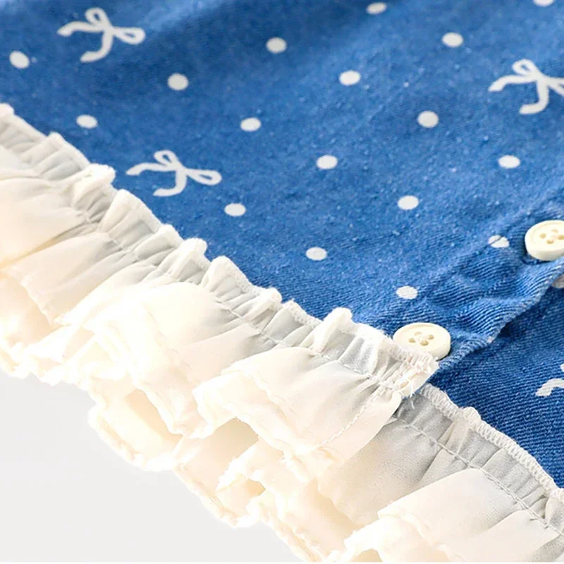 Autumn New Girls Clothing Set Full of Bow Print Camisole Vest And Ruffle Pants 2 Pcs Girls Clothes Suit Fashion Kids Outfit