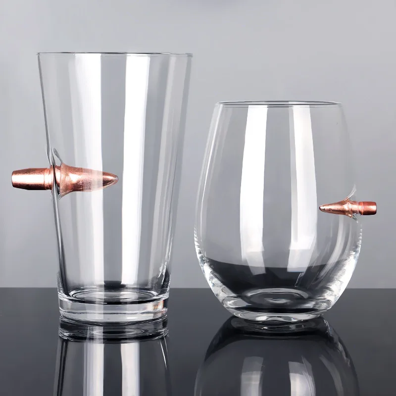2pc Bullet Glass Creative Whisky Glass With Bullet Rum Bar Crystal Cups