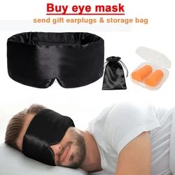Luxurious Mulberry Silk Sleep Mask with Adjustable Headband and Earplugs for Ultimate Light Blocking and Comfort (Black)