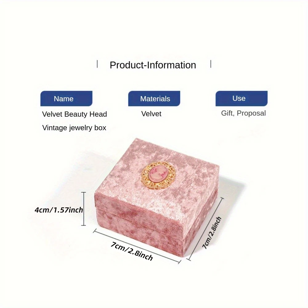 Cute Velvet Ring Box, Necklace Box Wedding Velvet Ring Storage Case Jewelry Organizer Gift Packaging Box Pink Holder Jewelr