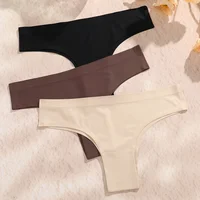 3 pièces sans couture Maillard culotte Ultra-mince culotte brésilienne femmes glace sous-vêtements en soie culotte Sexy taille basse string femme solide 2