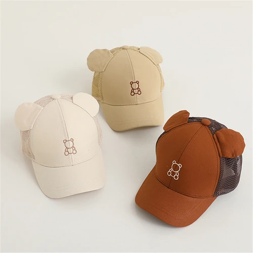 조정 가능한 아기 야구 모자, 남아/여아 만화 곰 디자인, 유아 태양 모자, 여름 유아 키즈, 귀여운 정점 모자, 보닛, Gorras 3