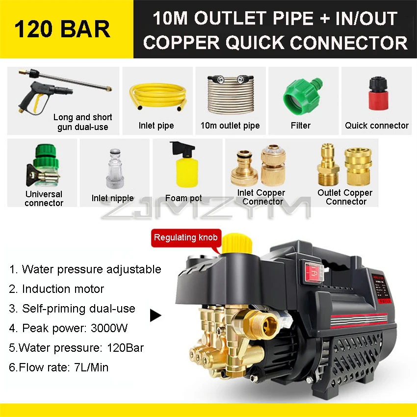 thumbnail image 1 of Lavadora a presión ajustable, lavadora de automóviles para el hogar, pistola de agua de inducción automática de 220 V, herramienta de limpieza de alta presión, 1 of 5