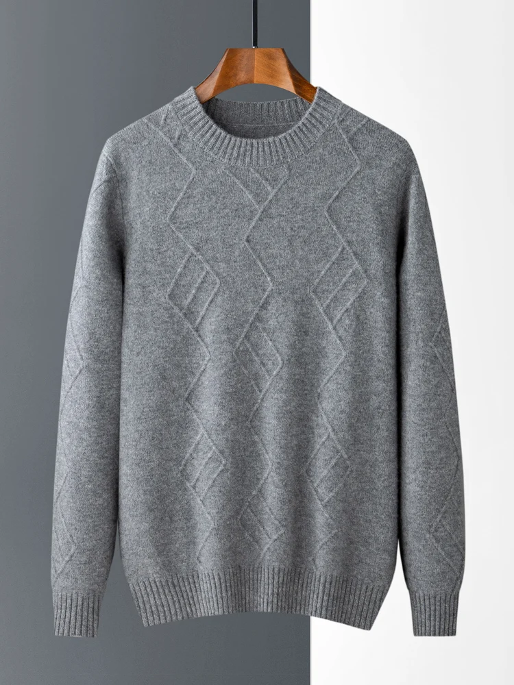 New Men's 100% Cashmere Sweaters Autumn Winter Long Sleeve Pullovers O-Neck Loose Plus Size Tops Business Casual Knit Jackets