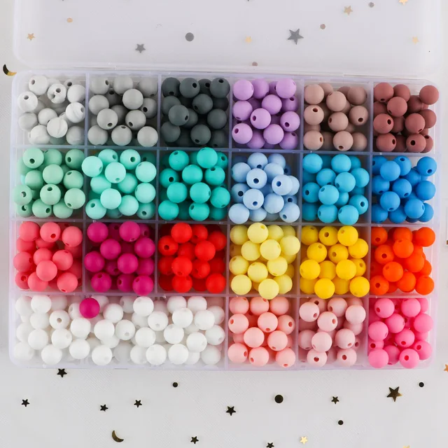 Kovict 15mm Round Silicone Beads 100/200/500Pcs Food Grade Teething Chew Bead DIY Bracelet Pacifier Chain Accessories Baby Bead