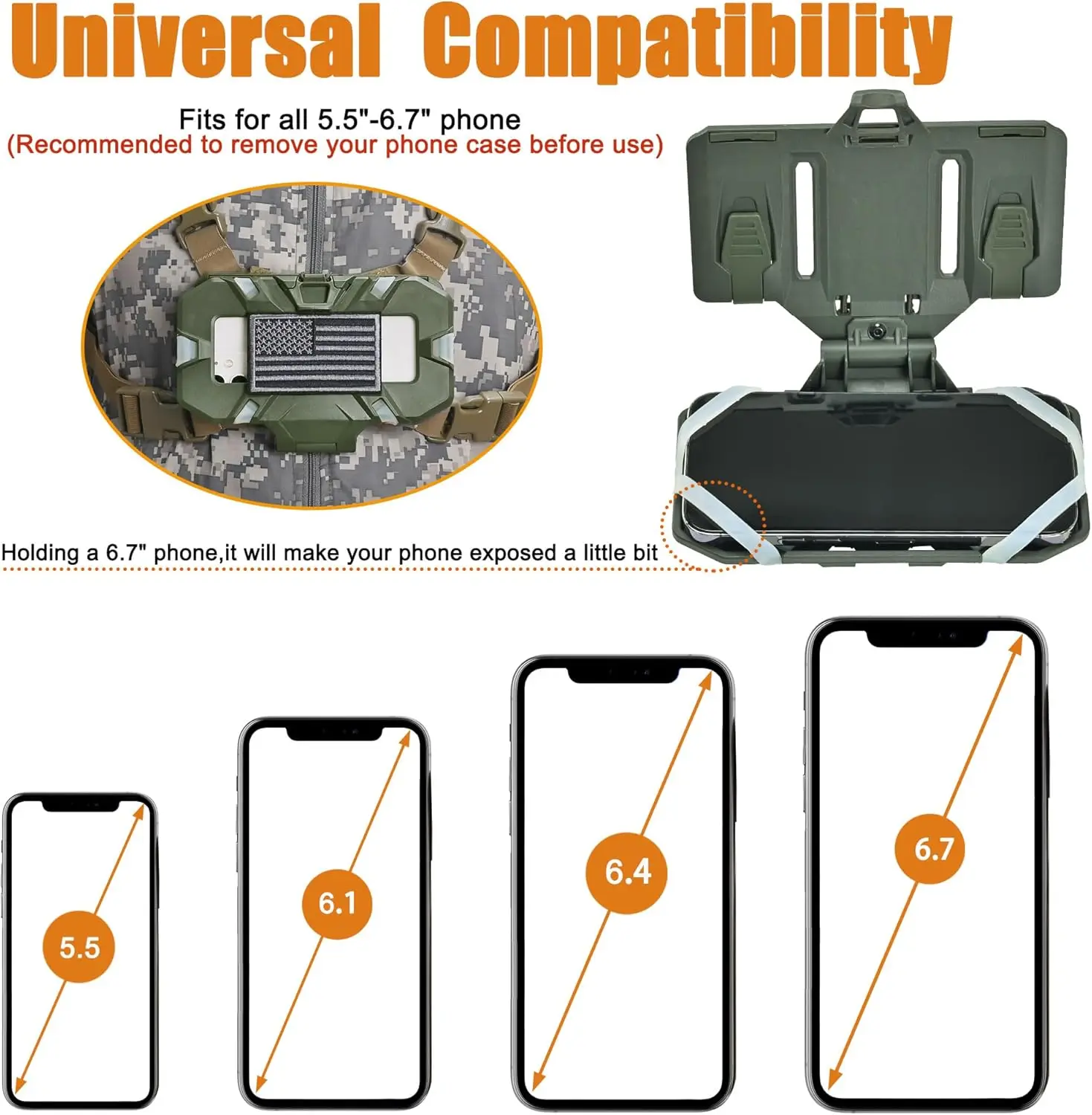 Tactical MOLLE Phone Holder, Folding Navigation Board, Cellphone Hold Gear, Airsoft Hunting Vest Accessories 4