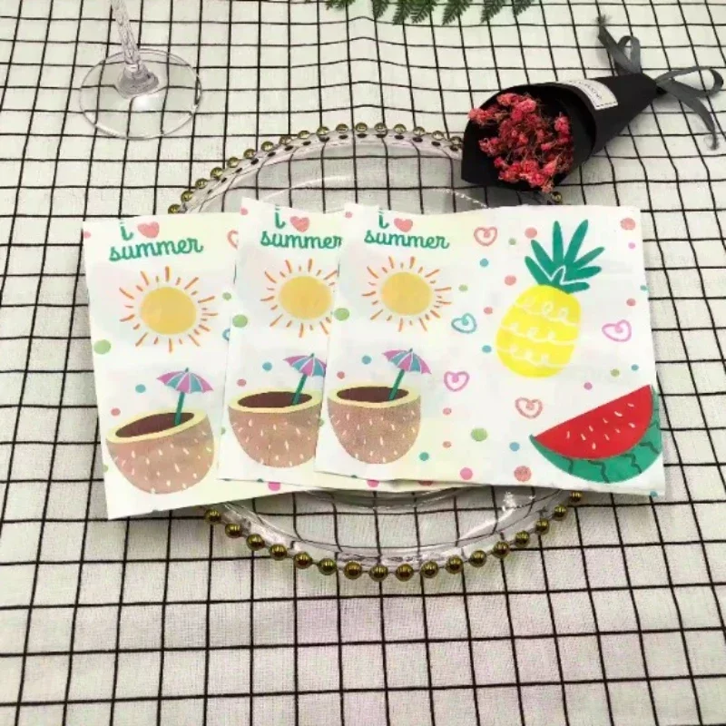 Colorful Printed Napkins Fruit Collection Party Baking Folded Square Tissue Paper Napkins Food Grade Paper Placemats 20pcs/Pac