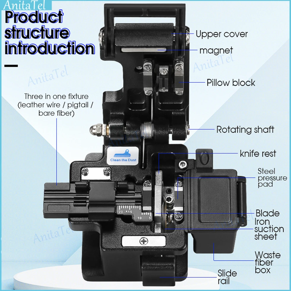 Aua-X1 Fiber Cleaver Ftth Cavo In Fibra Ottica Coltello Da Taglio Strumenti Taglierina In Fibra Ad Alta Precisione 3-In-1 Morsetto Slot 24 Lama Di Sup