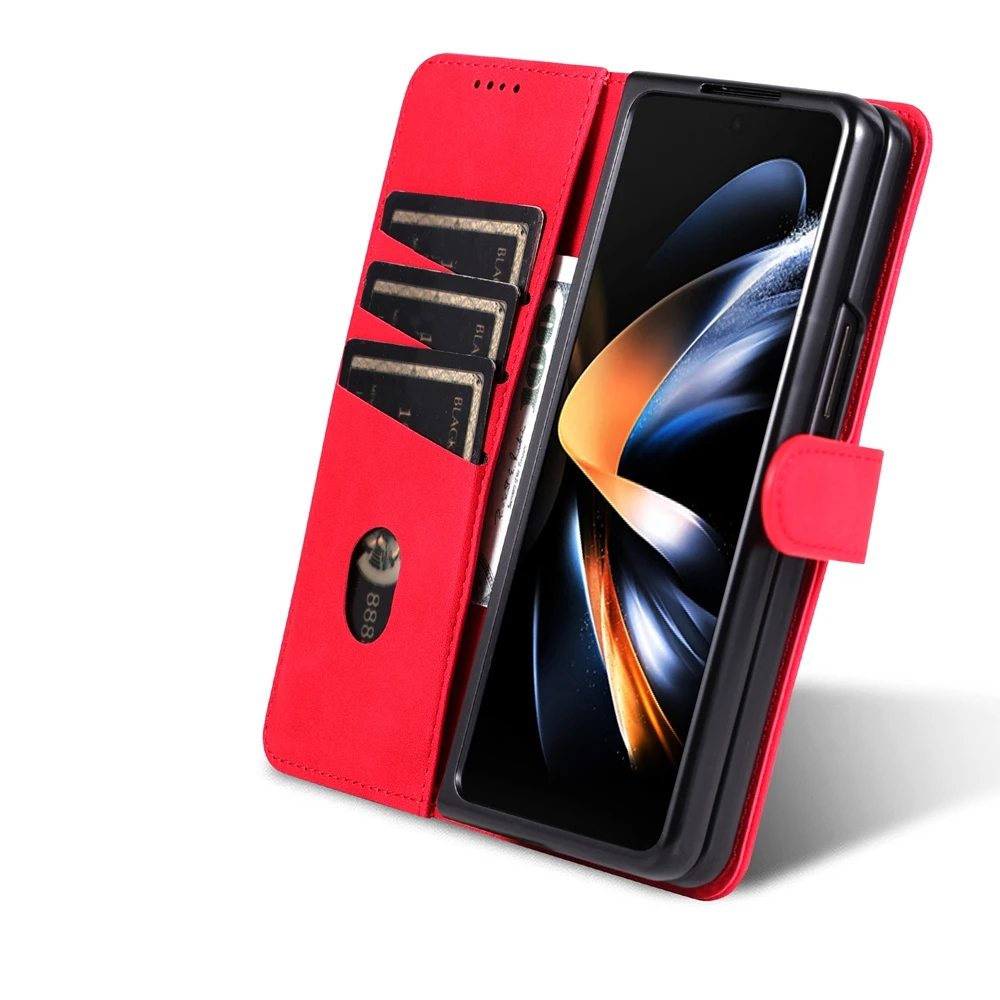 Luxurious Leather Flip Wallet Phone Case with Kickstand and Card Pockets - Anti-Fall Protection
