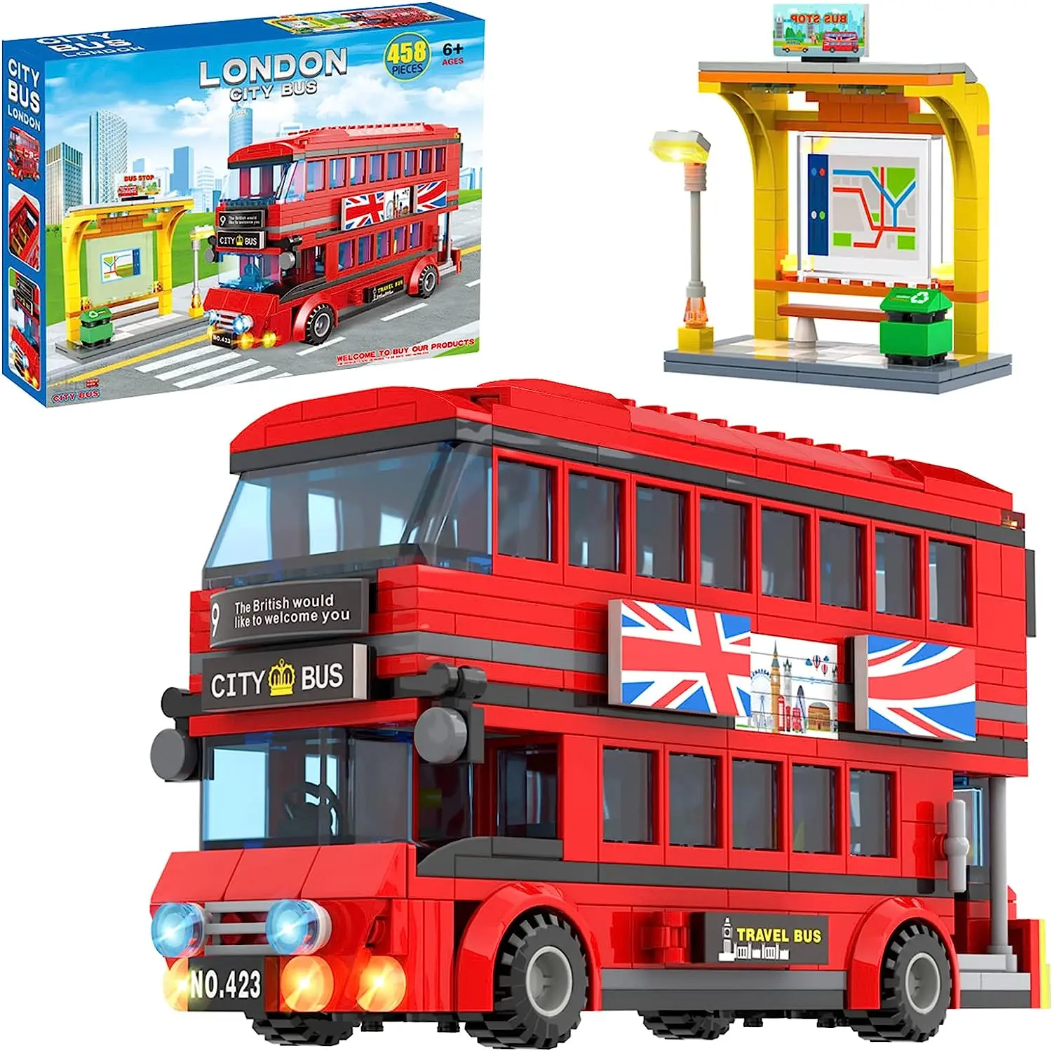 City London Bus Station Building Blocks Set Double Deckers London Travel Buslearning Roleplay Stem Bricks Regalo Per Ragazzi E Ragazze