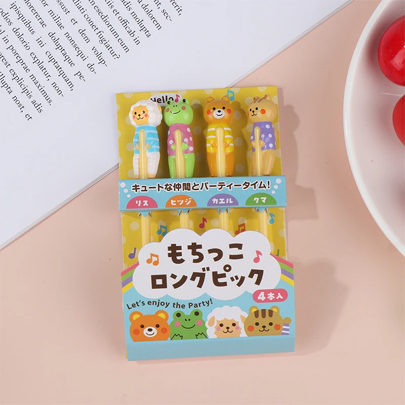 Description Picture 2 of item1set Animal Fruit Fork Food Grade Plastic Mini Cartoon Kids Cake Fruit Toothpick Bento Lunch Bento Accessories Party Decoration