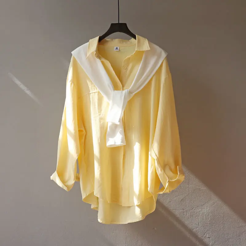 

White Small Shawl Shirt Female Design Sense Niche 2022 Spring New Shirt Loose Top Autumn