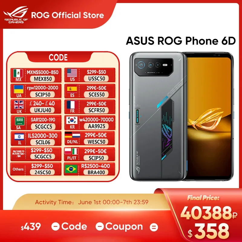 ASUS-Smartphone ROG 6D/6D Ultimate, MediaTek Dimensity 9000 + 165Hz, pantalla e-sports, batería de 6000mAh, carga rápida