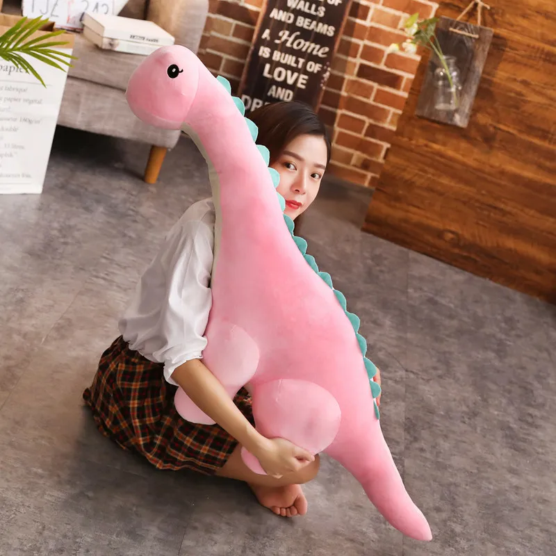 Stuffed Toy 50/80cm Cuddly Dinosaur Tanystropheus Plush Dino Blue/Green/Pink Girls Boys Xmas Gift Birthday