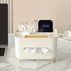1pc, Multifunctional Desk Organizer, Tissue Boxes, Remote Control And Miscellaneous Storage Box, Car Desktop Tissue Holder 2