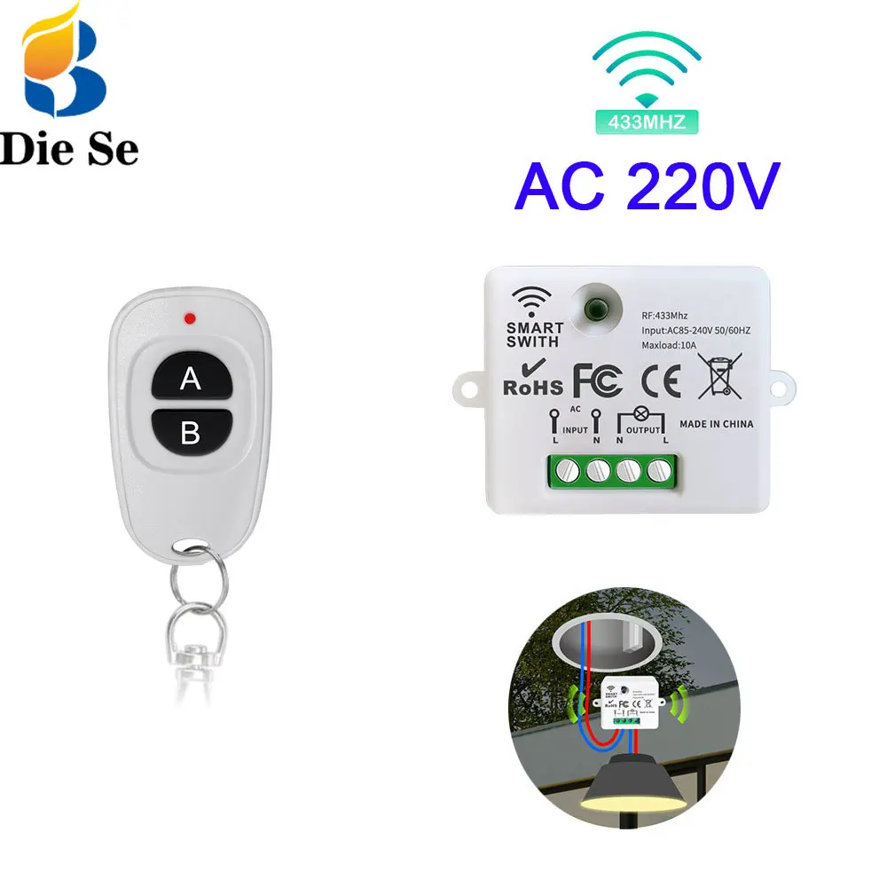 Trasmettitore Wireless 433 MHz Per Telecomando - Interruttore 4 Tasti Con Staffa Regolabile