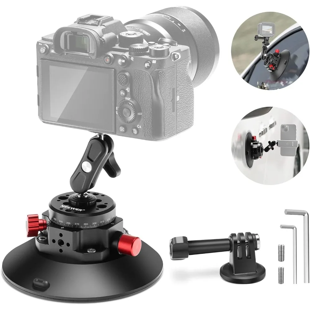 

Neewer 6-дюймовое крепление для камеры с шаровой головкой Magic Arm,1/4 "3/8" ARRI монтажные отверстия, металлическое автомобильное крепление для экшн-камеры GoPro/камеры/телефона