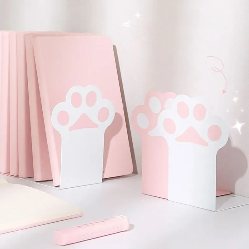 Creative Cat Paw Bookends Kawaii Anti-skid Book Organizer Desktop Book Support 2pcs book organizer book holder book stand