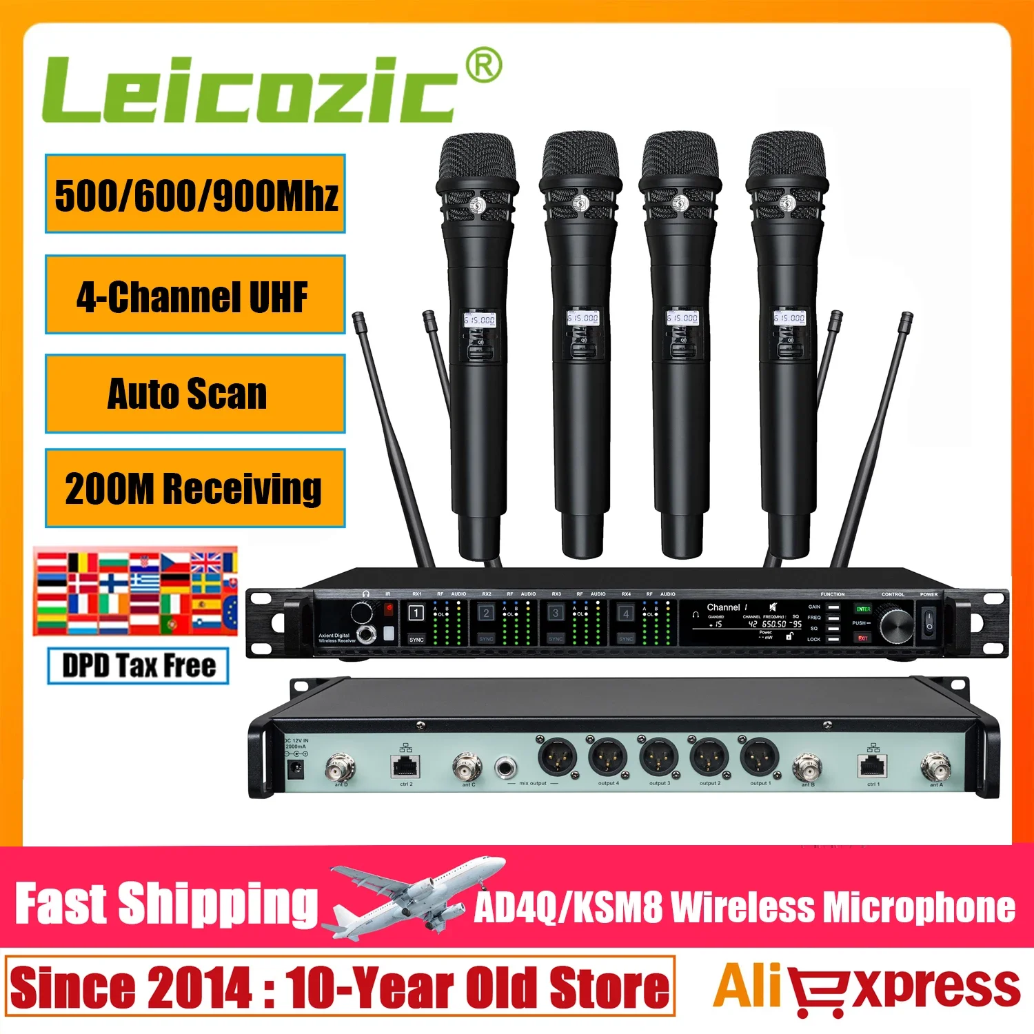 Leicozic Professional Wireless microphone KSM11 KSM8 Radio System 4-Channel Microfone Headset Mic Lavalier Microfono For Stage wireless lavalier microphone wireless microphone lavalier microphone