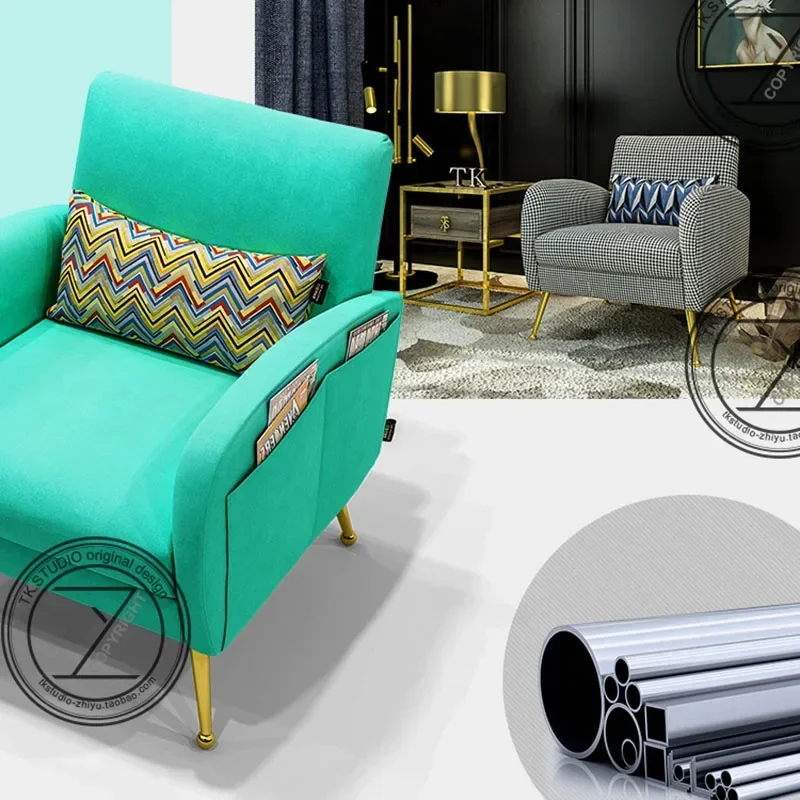 For Modern Fabric Velvet Small Sofa Chair Storage Bag Nordic Fashion Single Fabric Sofa