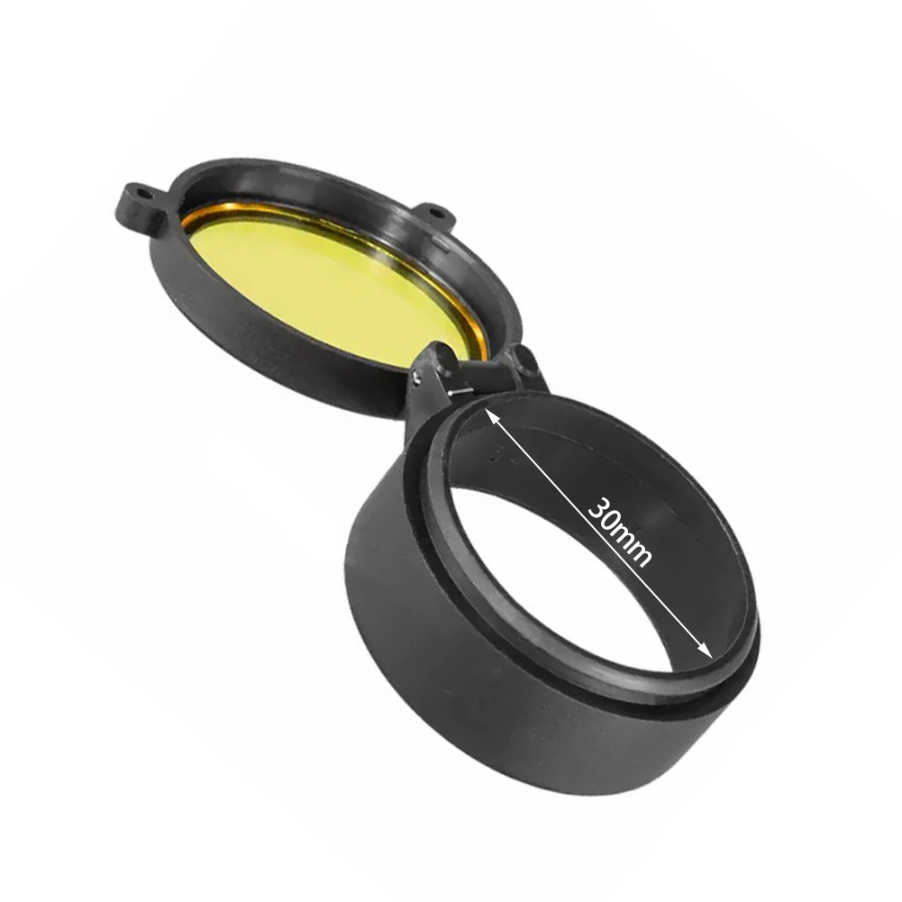 Copriobiettivo trasparente per cannocchiale da puntamento 30-69MM Flip Up Tappo di protezione rapido a molla Coperchio per obiettivo giallo per il calibrazione della pistola
