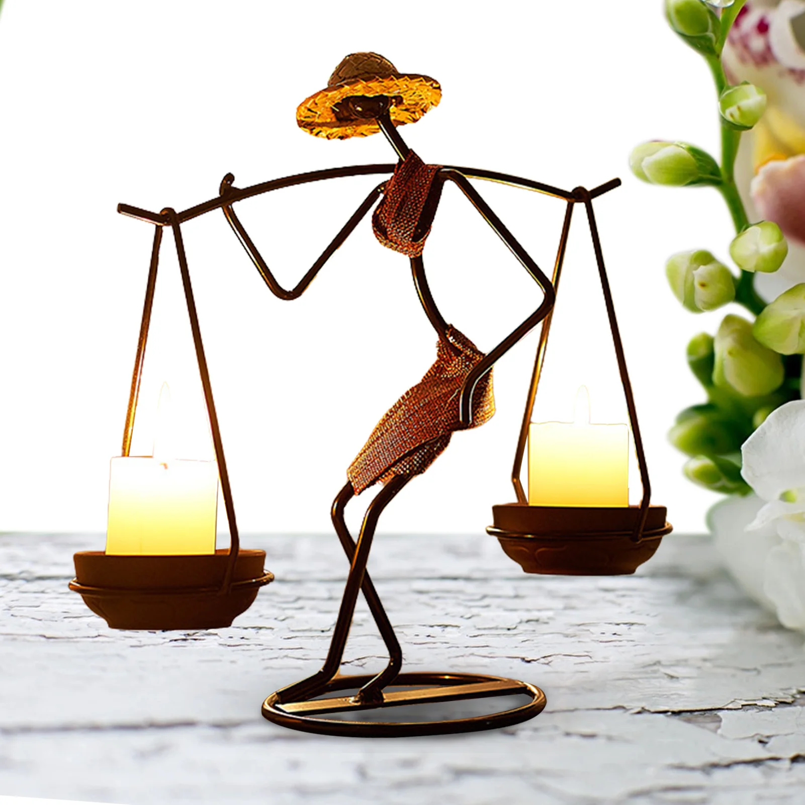Candle Stand Holder African Women Metal Candle Holders Stand Decor