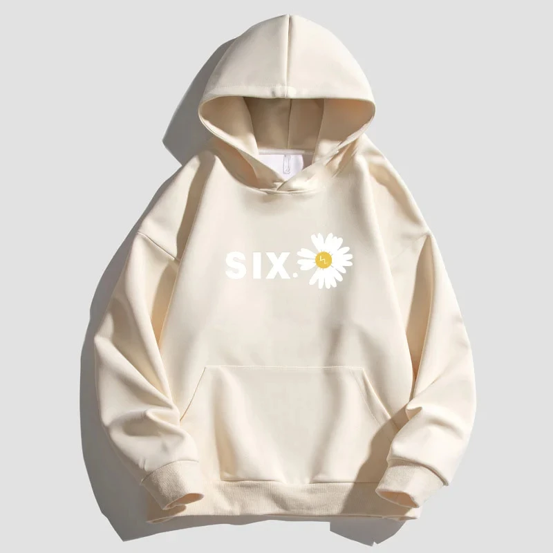 

High Quality Streetwear Daisy Printed Hooded Pullover Sweatshirt Men Women Cotton Hoodie Classical Flower Graphic Brand Hoodies