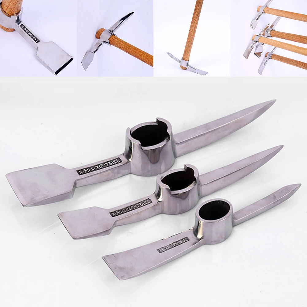 1Pcs Mini Stainless Steel Pick Axe Outdoor Exploration Head 210/240/290mm Multifunctional Gardening Pick Axe For Mining/Garden