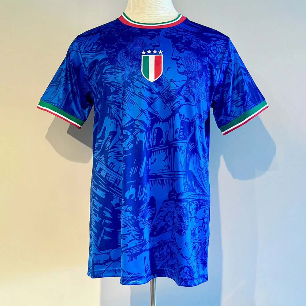 Italien Team 2026 Konzept Fußballtrikot Herren Sport Schnelltrocknend Atmungsaktiv Übergroßes T-Shirt Fan-Trainings-Fußballtrikots 6XL Oberteile