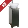 13" Bathroom Vanities Sink Combo Small Cuboid Stand Cabinet White Round Ceramic Vessel Sink  & Solid Brass Pop Up Drain 1