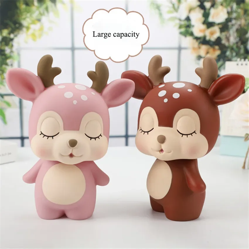 1PC Cartoon Deer Piggy Bank High Capacity Children Money Boxes Drop-resistant Piggy Banks Coin Bank Decoration Ornaments Gifts 3