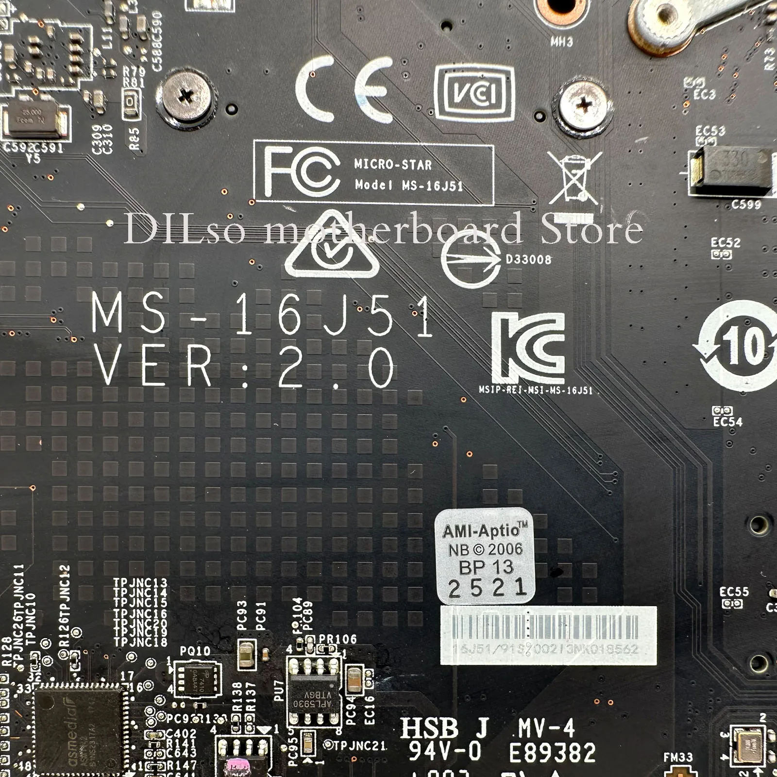 FOR MSI MS-16J51 VER:2.0 Laptop Motherboard With i7-7700HQ CPU