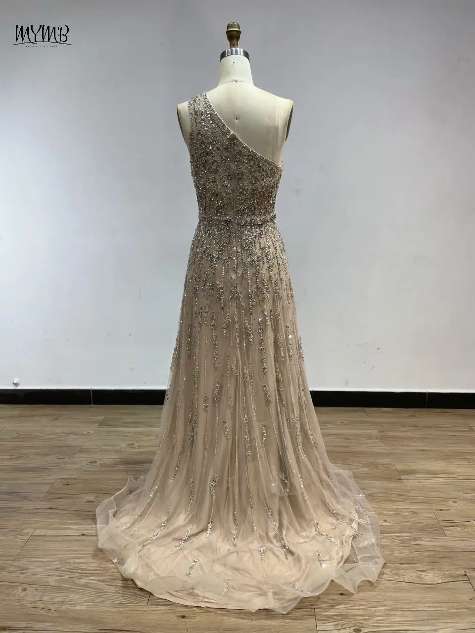 MYMB Exklusive One-Shoulder-Abendkleider in A-Linie für Damen, eleganter Ball, arabisch, wunderschöne Perlen, formelle Anlässe, ASU2020 – Detail 6