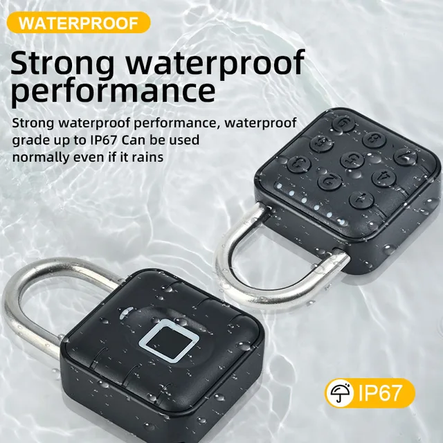 Tuya App Fingerprint Padlock Waterproof Cabinet Locker Dormitory Anti Theft Pad lock Recharge Keyless Electronic Digicode Lock 4