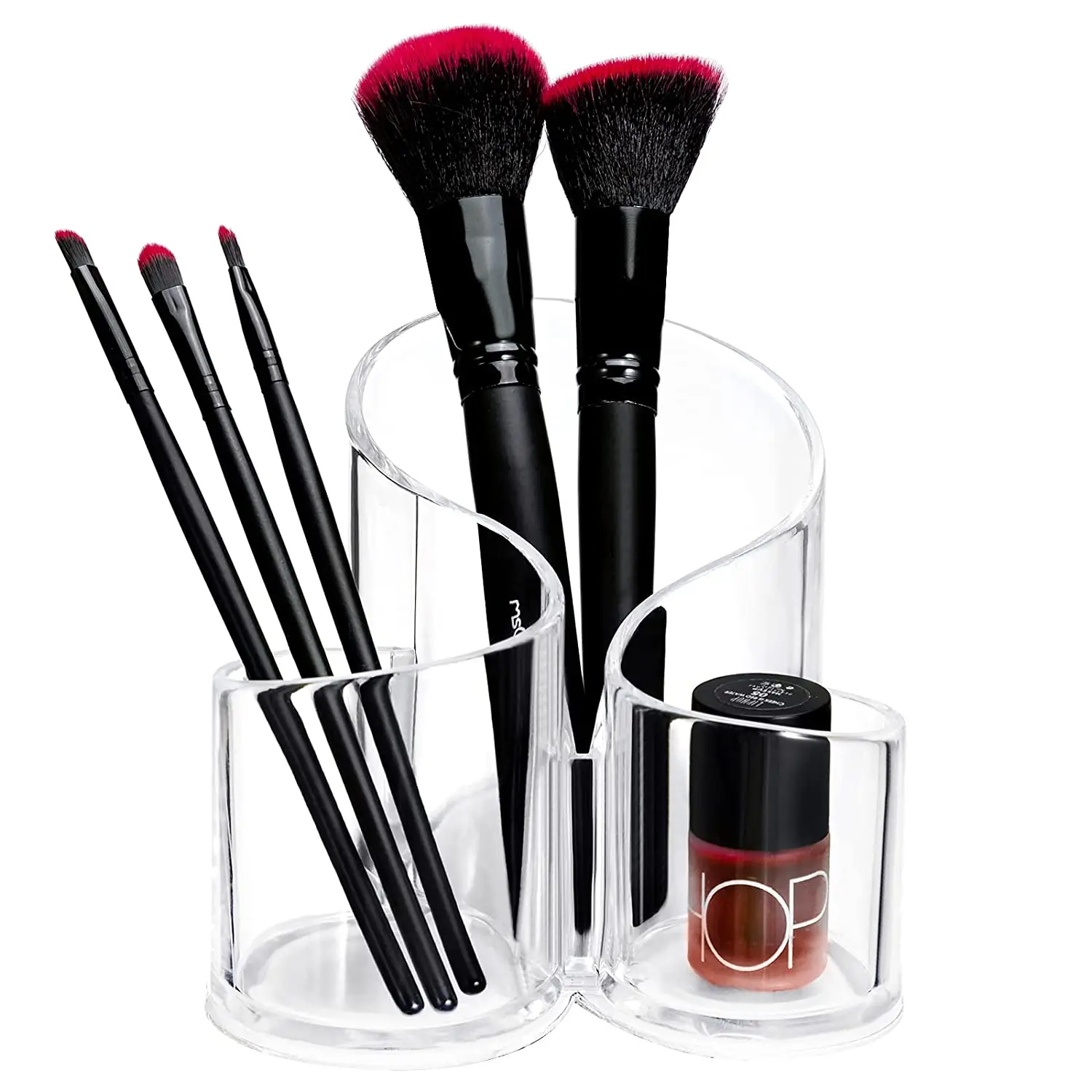 Makeup Brush Holder Organizer, 3 Slot Clear Large Wavy Acrylic Pen Pencil  Holder, Desk Organizer