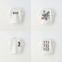 Mickey Mouse Tshirt Cartoon Print Short Sleeve T For Boys And Girls Loose Casual Sports Tops Children Cotton Fashion White Tees 1